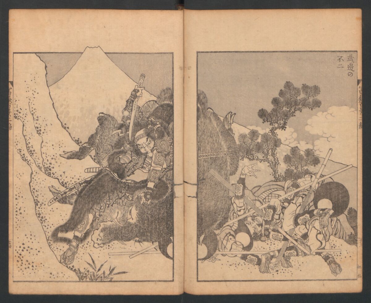 Mount Fuji of the Bamboo Grove, from One Hundred Views of Mount Fuji (Fugaku Hyakkei nihen), Katsushika Hokusai 葛飾北斎 (Japanese, Tokyo (Edo) 1760–1849 Tokyo (Edo)), Two volumes; woodblock print; ink on paper, Japan