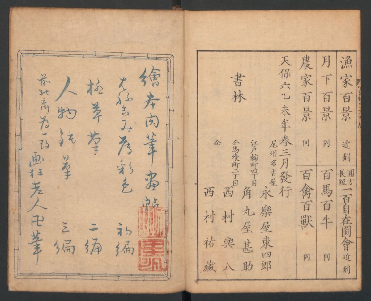 Mount Fuji of the Bamboo Grove, from One Hundred Views of Mount Fuji (Fugaku Hyakkei nihen), Katsushika Hokusai 葛飾北斎 (Japanese, Tokyo (Edo) 1760–1849 Tokyo (Edo)), Two volumes; woodblock print; ink on paper, Japan