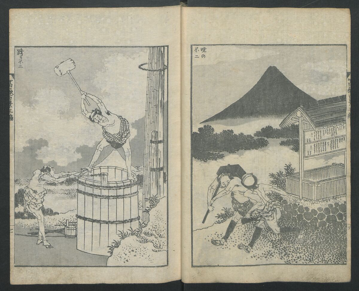 One Hundred Views of Mount Fuji (Fugaku Hyakkei sanpen) 富嶽百景[三編], Katsushika Hokusai 葛飾北斎 (Japanese, Tokyo (Edo) 1760–1849 Tokyo (Edo)), Woodblock print; ink on paper, Japan