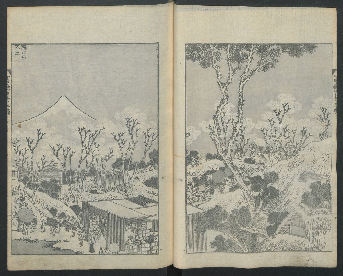 One Hundred Views of Mount Fuji (Fugaku Hyakkei sanpen) 富嶽百景[三編], Katsushika Hokusai 葛飾北斎 (Japanese, Tokyo (Edo) 1760–1849 Tokyo (Edo)), Woodblock print; ink on paper, Japan