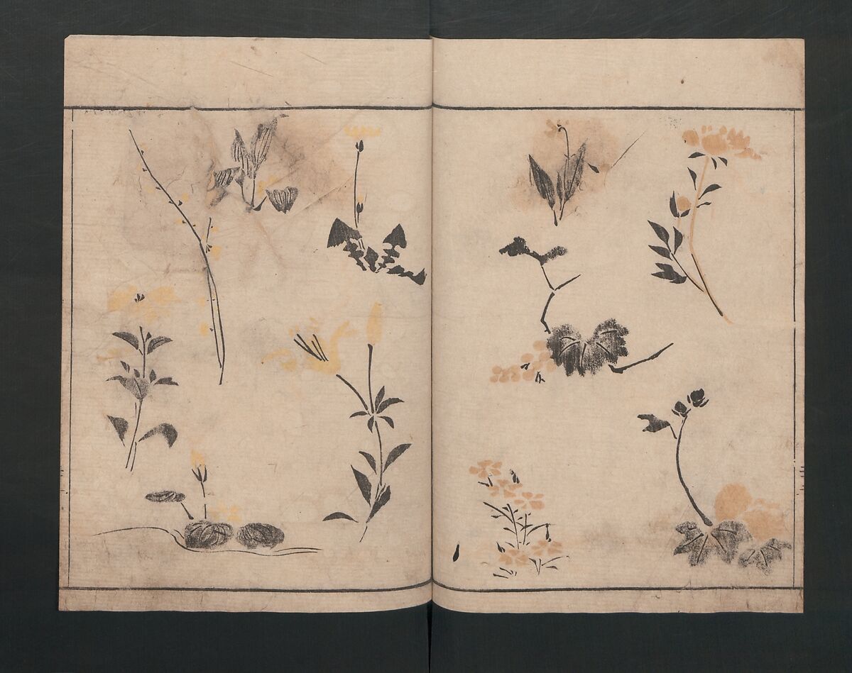 Abbreviated Drawing Styles (Figures)  (Ryakuga shiki)  略画式 (人物), Kuwagata Keisai 鍬形蕙斎 (Japanese, 1764–1824), Woodblock printed book; ink and color on paper, Japan