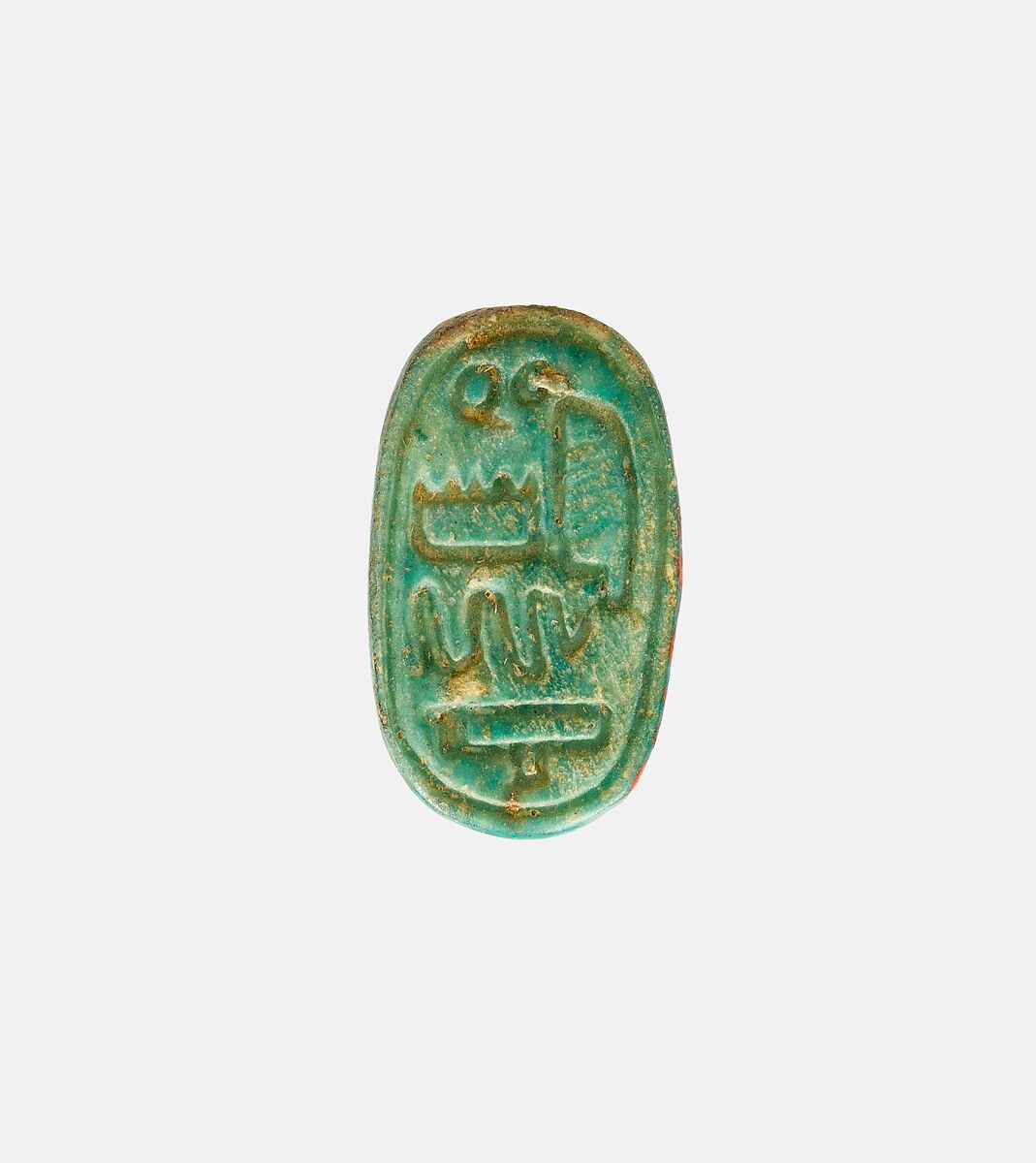 Seal with a Figure of a Cat on Top, Blue glazed steatite