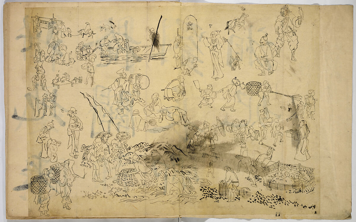 Pictures of Human Figures, Unidentified artist, Ink on paper, Japan