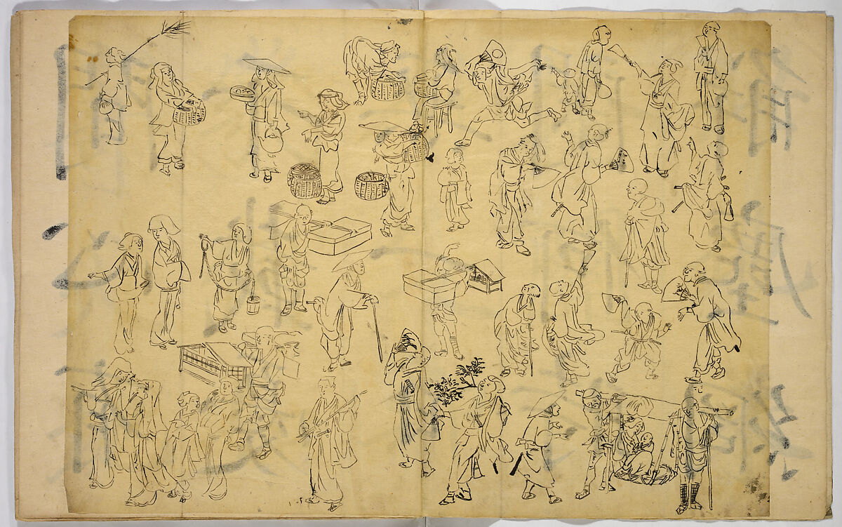 Pictures of Human Figures, Unidentified artist, Ink on paper, Japan