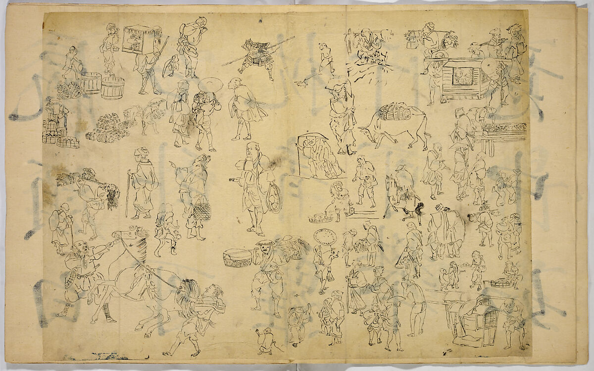 Pictures of Human Figures, Unidentified artist, Ink on paper, Japan