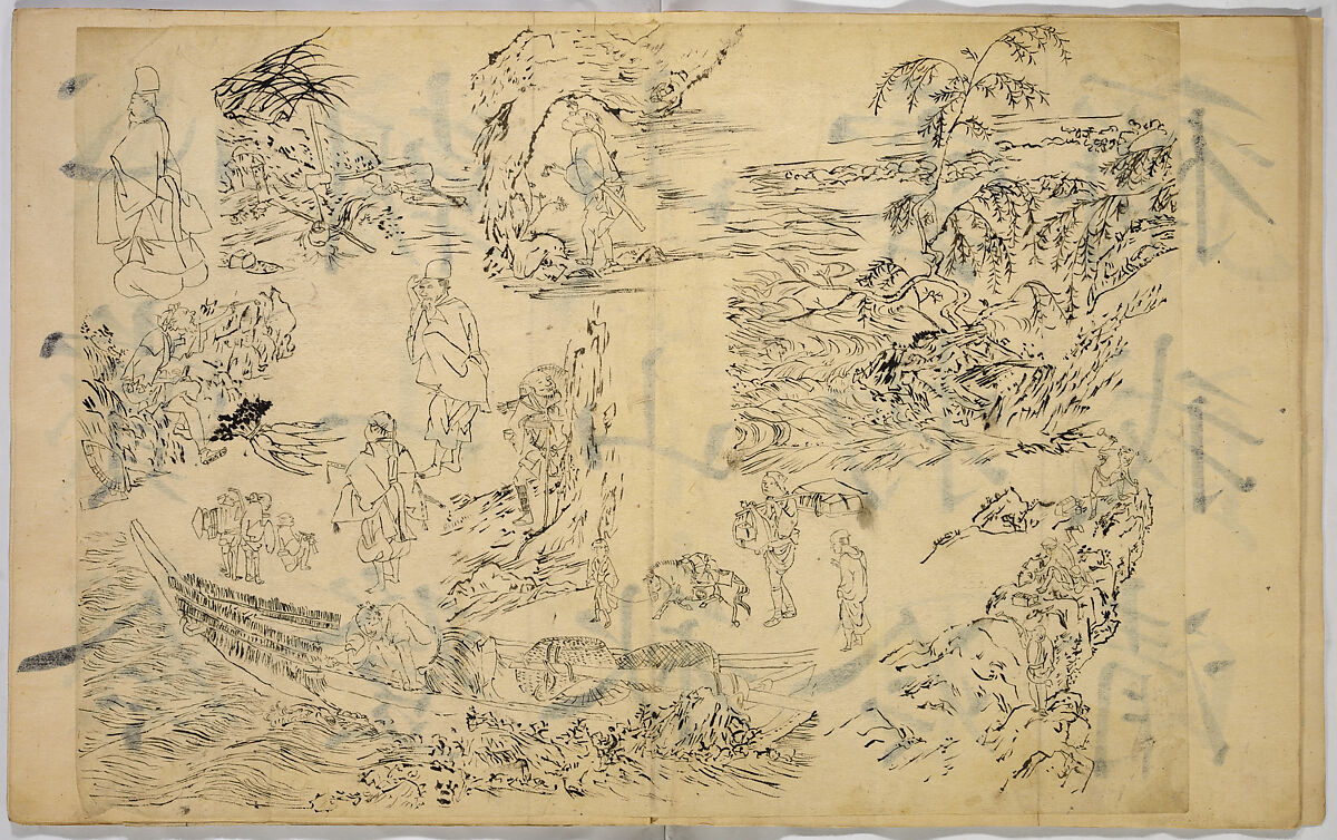 Pictures of Human Figures, Unidentified artist, Ink on paper, Japan