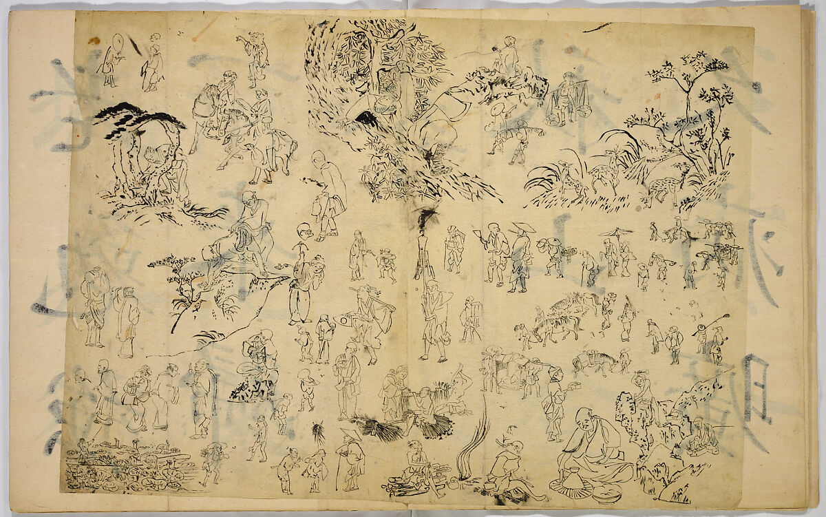 Pictures of Human Figures, Unidentified artist, Ink on paper, Japan