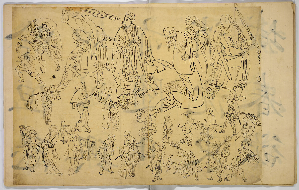 Pictures of Human Figures, Unidentified artist, Ink on paper, Japan