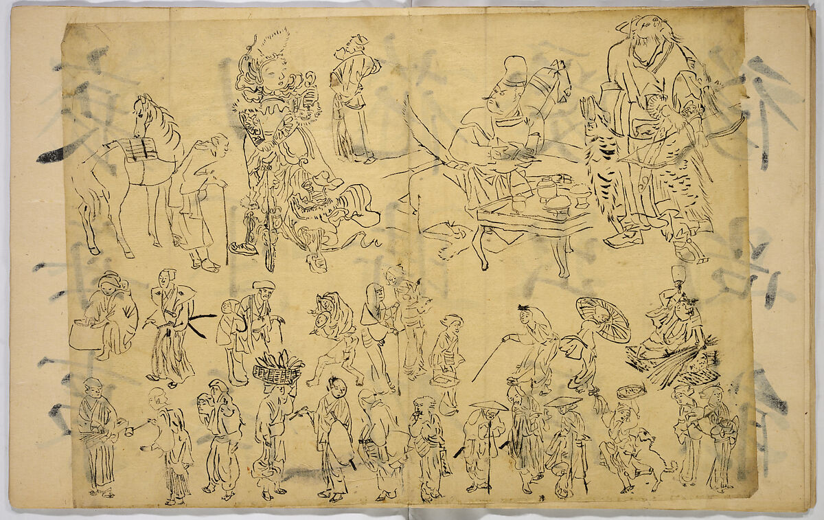 Pictures of Human Figures, Unidentified artist, Ink on paper, Japan