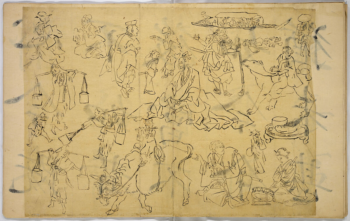 Pictures of Human Figures, Unidentified artist, Ink on paper, Japan