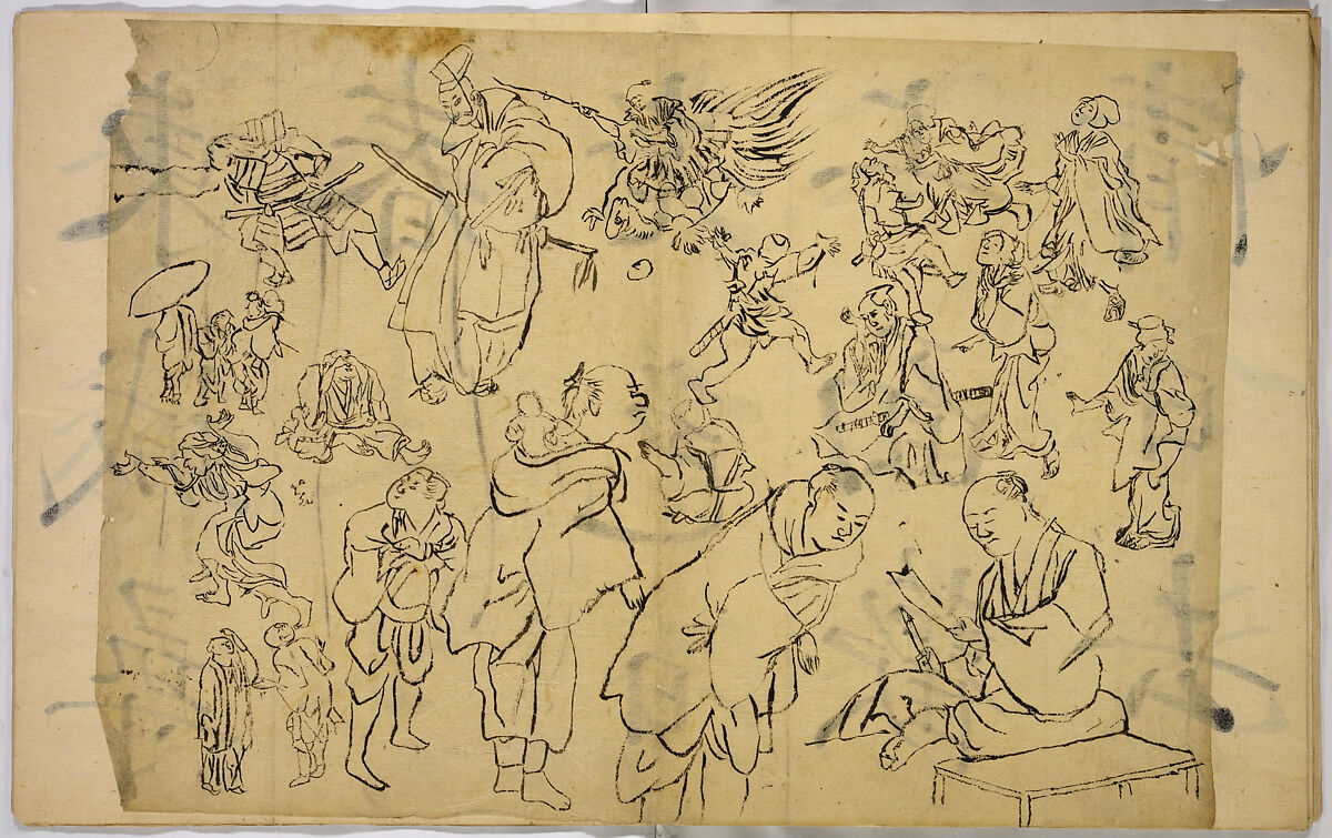 Pictures of Human Figures, Unidentified artist, Ink on paper, Japan