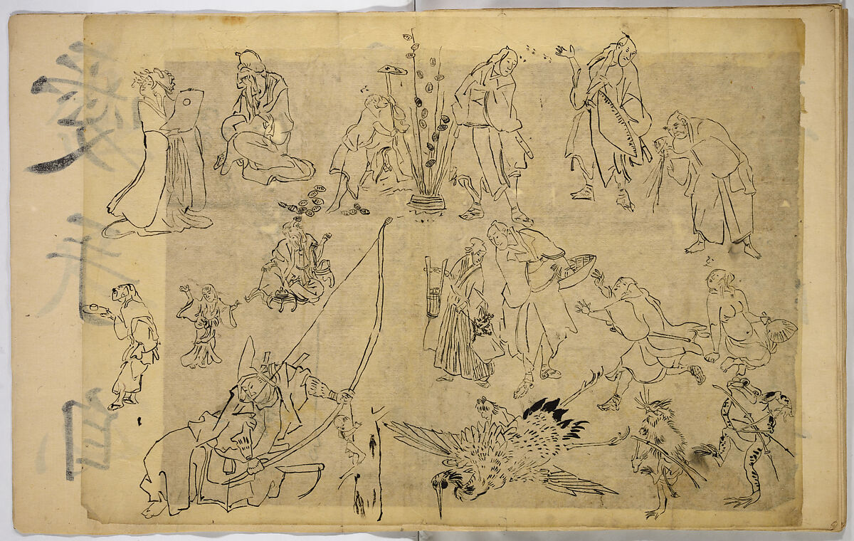 Pictures of Human Figures, Unidentified artist, Ink on paper, Japan