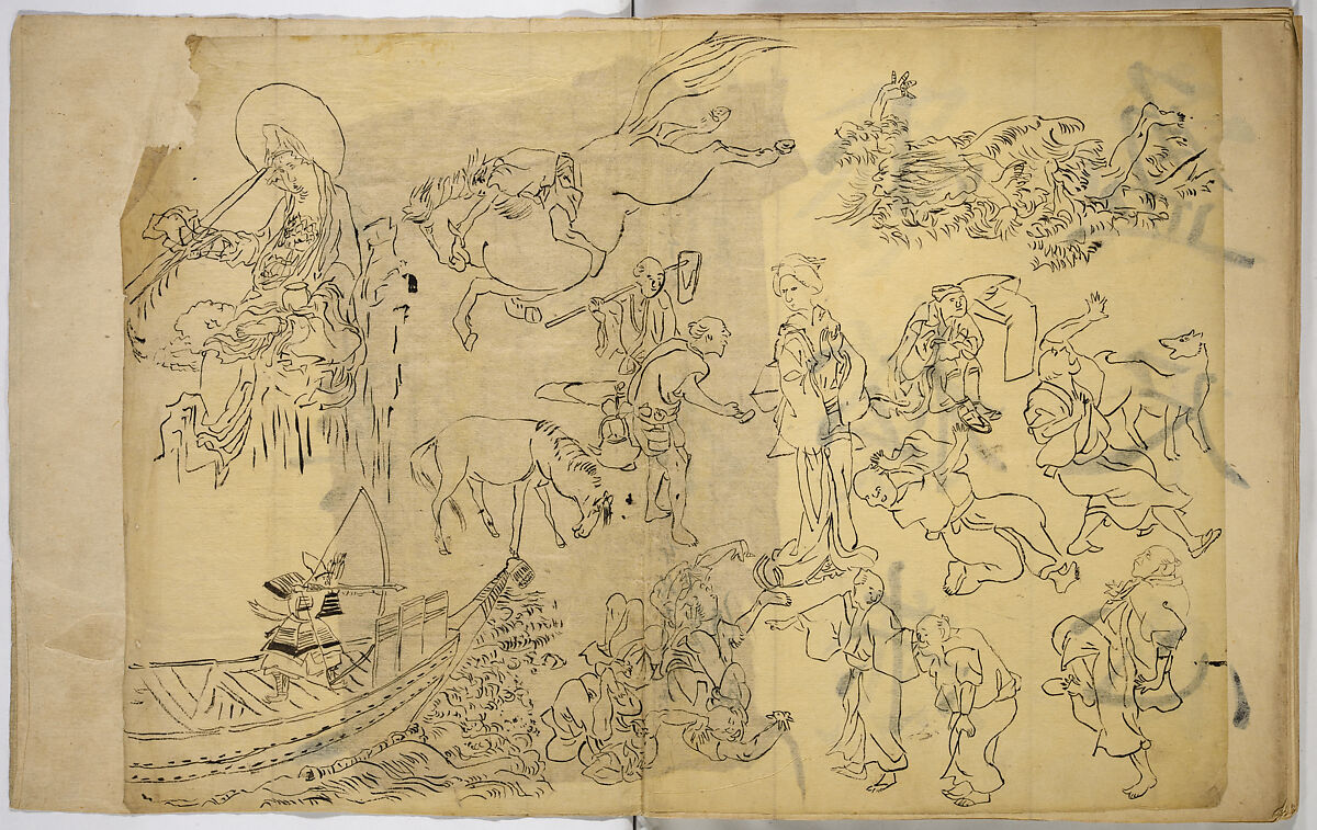 Pictures of Human Figures, Unidentified artist, Ink on paper, Japan