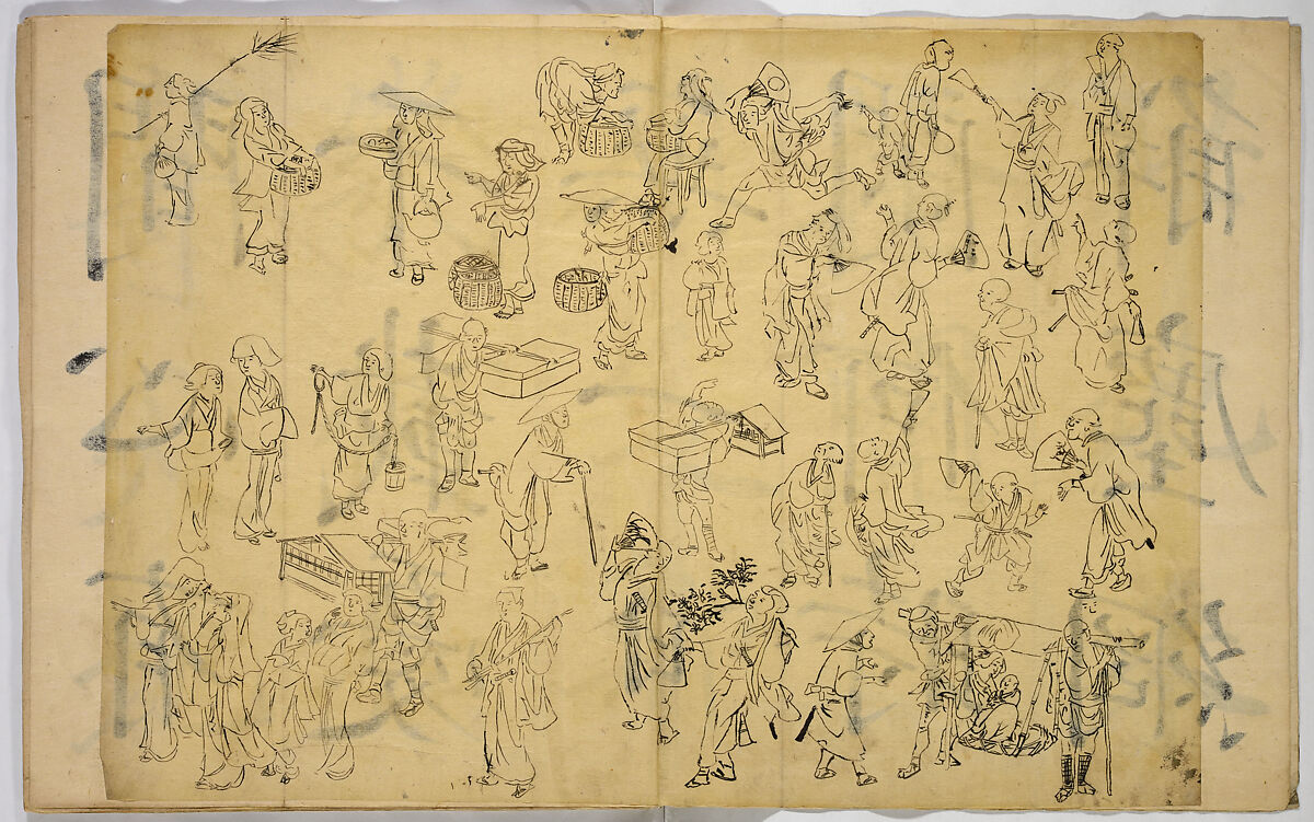 Pictures of Human Figures, Unidentified artist, Ink on paper, Japan 