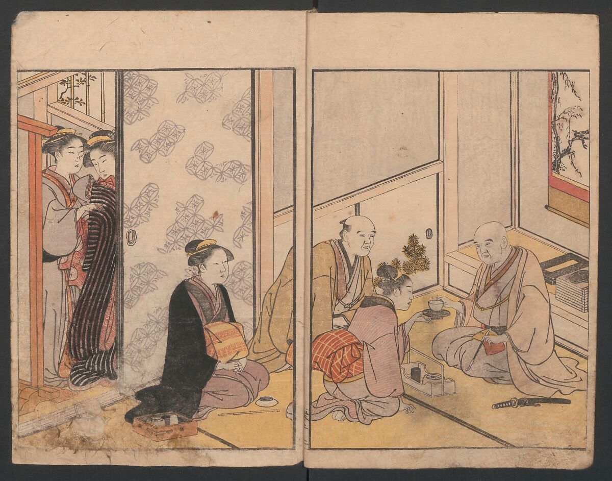 Prosperity of the Family (Ehon sakae gusa) 絵本栄家種, Katsukawa Shunchō 勝川春潮 (Japanese, active ca. 1783–95), Two volumes; ink and color on paper, Japan