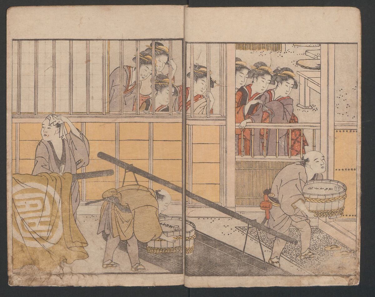 Prosperity of the Family (Ehon sakae gusa) 絵本栄家種, Katsukawa Shunchō 勝川春潮 (Japanese, active ca. 1783–95), Two volumes; ink and color on paper, Japan