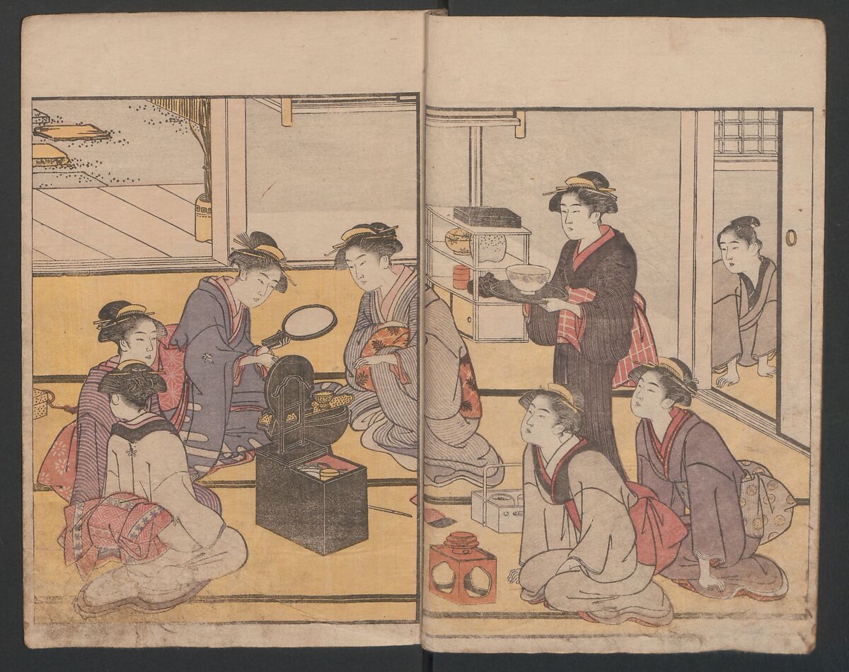 Prosperity of the Family (Ehon sakae gusa) 絵本栄家種, Katsukawa Shunchō 勝川春潮 (Japanese, active ca. 1783–95), Two volumes; ink and color on paper, Japan