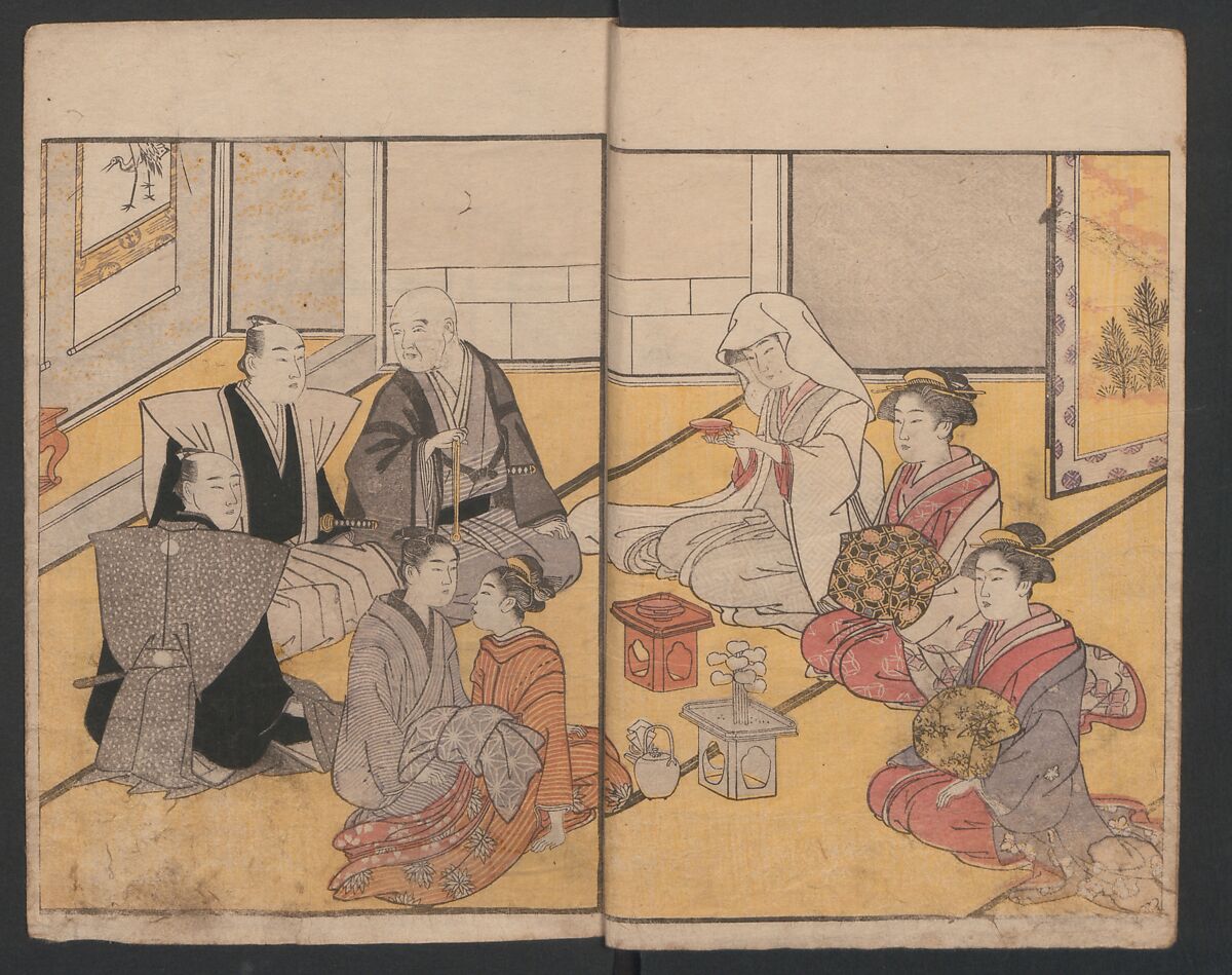 Prosperity of the Family (Ehon sakae gusa) 絵本栄家種, Katsukawa Shunchō 勝川春潮 (Japanese, active ca. 1783–95), Two volumes; ink and color on paper, Japan