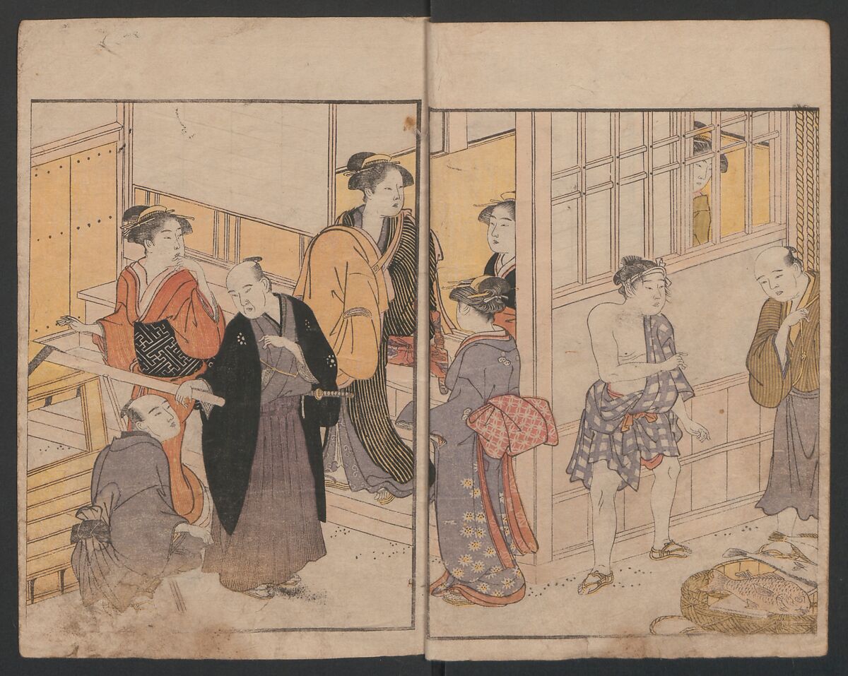 Prosperity of the Family (Ehon sakae gusa) 絵本栄家種, Katsukawa Shunchō 勝川春潮 (Japanese, active ca. 1783–95), Two volumes; ink and color on paper, Japan