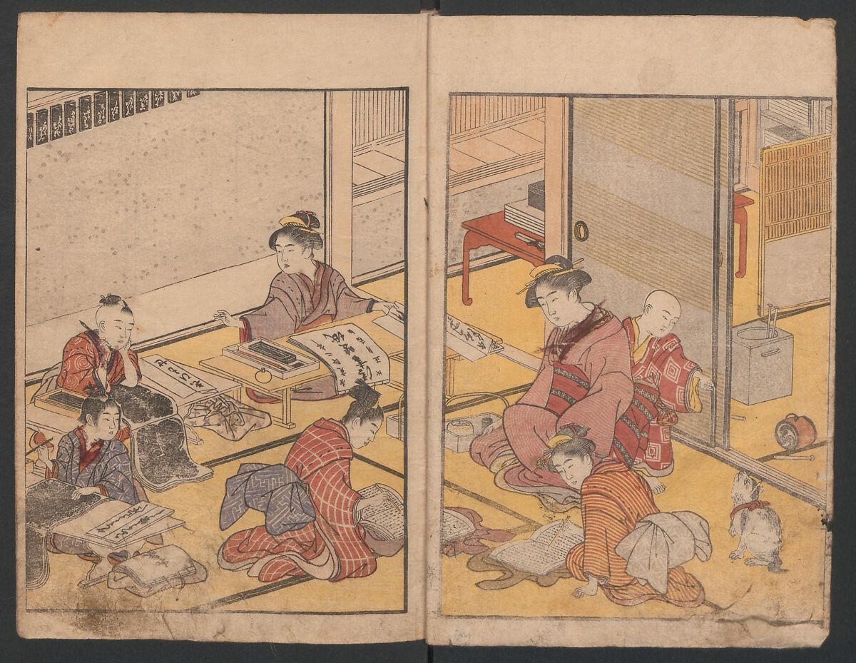 Prosperity of the Family (Ehon sakae gusa) 絵本栄家種, Katsukawa Shunchō 勝川春潮 (Japanese, active ca. 1783–95), Two volumes; ink and color on paper, Japan 