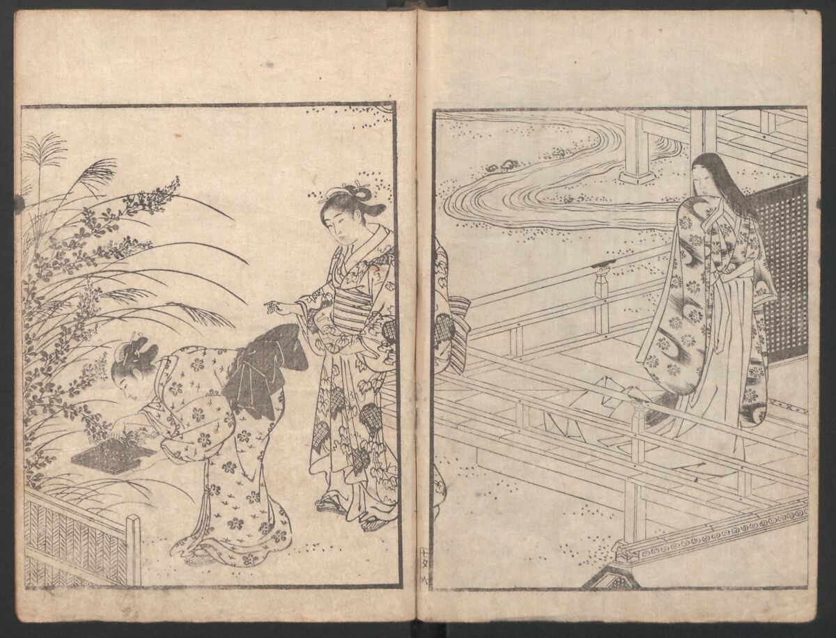 Illustrated Book of Kyōka (comic poems) "Maple Bridge" (Ehon momiji bashi) 絵本紅葉橋, Katsukawa Shunchō 勝川春潮 (Japanese, active ca. 1783–95), Ink on paper, Japan