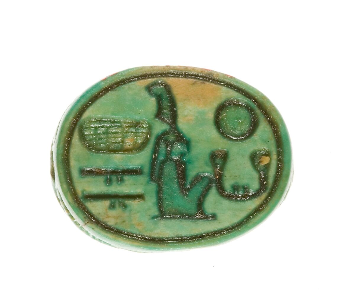 Scarab Inscribed for Maatkare (Hatshepsut), Lord of the Two Lands, Steatite (glazed) 