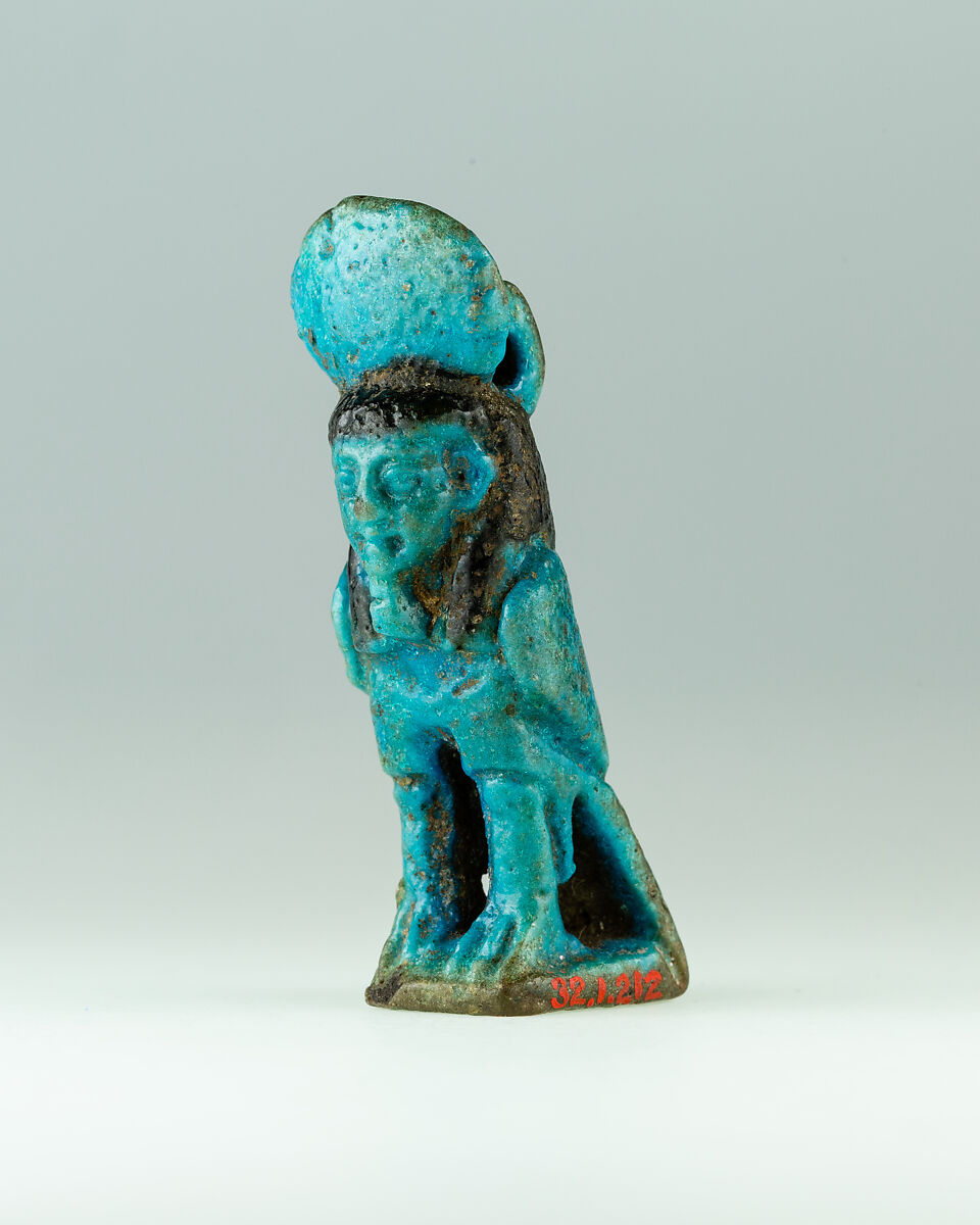 Seal amulet of Ba bird, Faience 