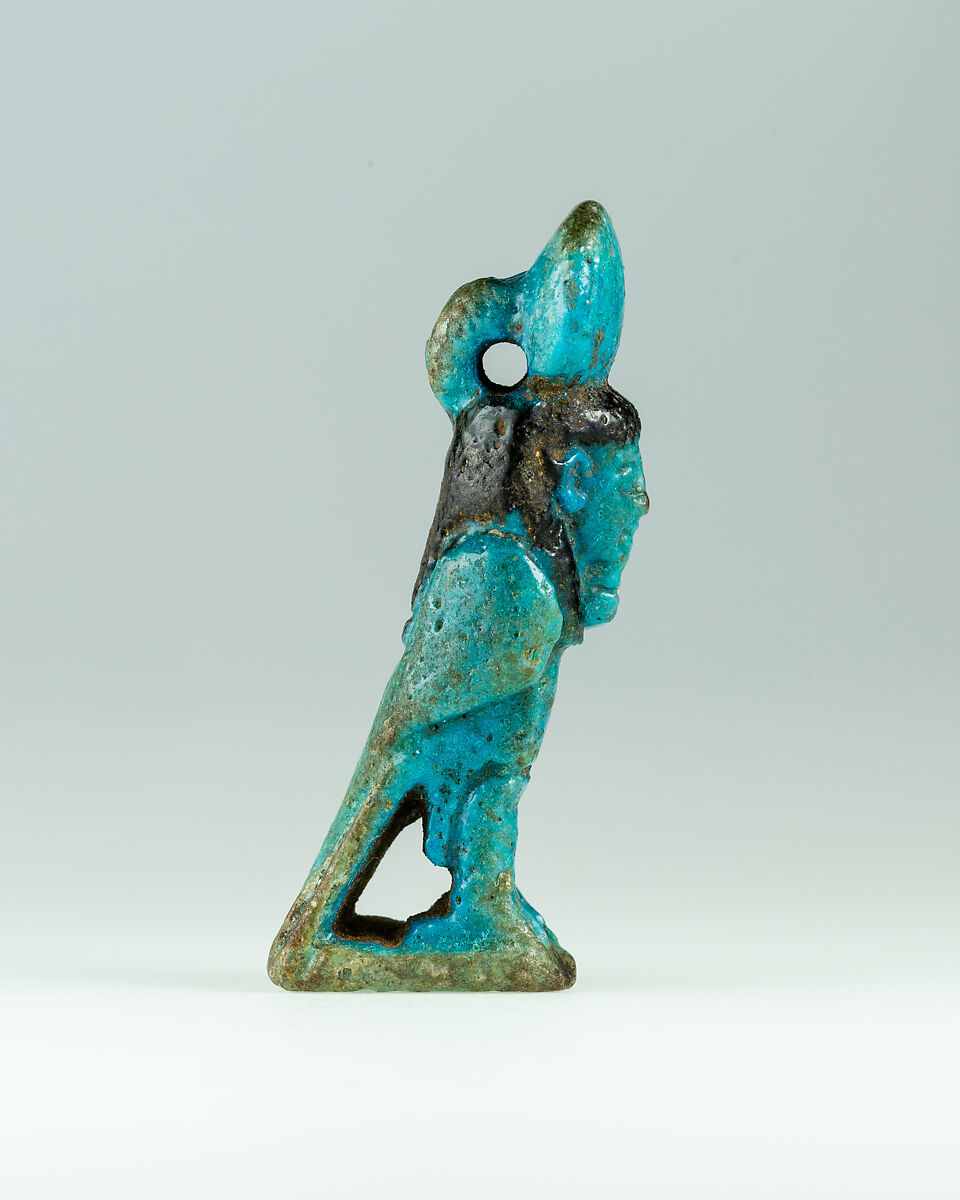 Seal amulet of Ba bird, Faience