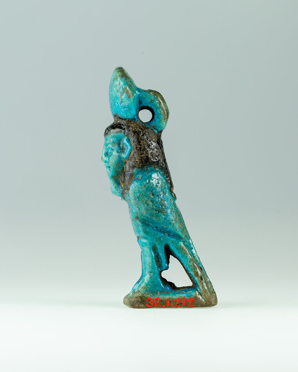 Seal amulet of Ba bird, Faience