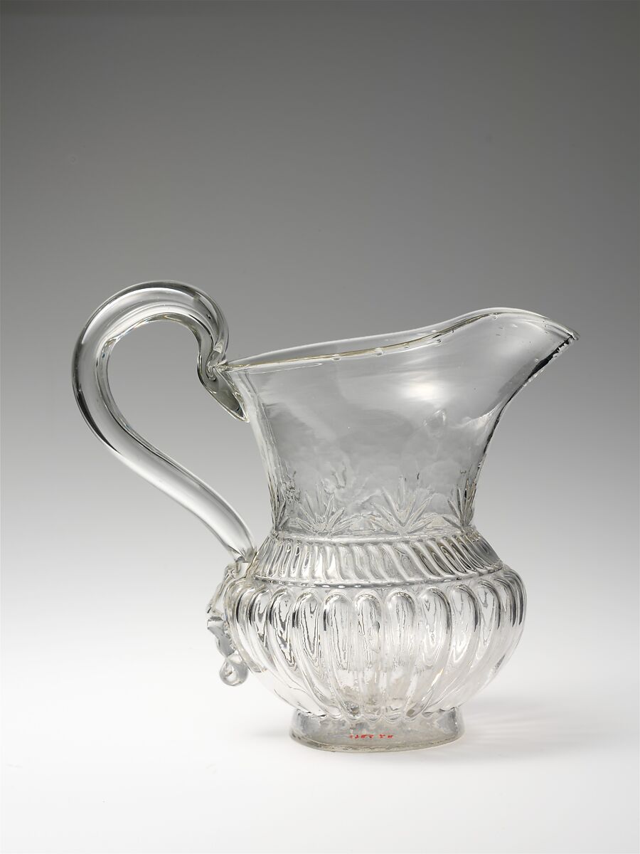 Pitcher, Blown-molded glass, American 