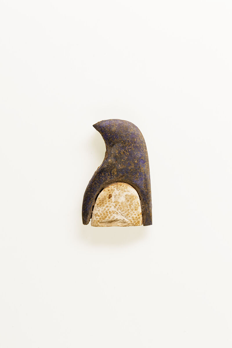 Wig inlay and shoulder of figure, Lapis, ivory 