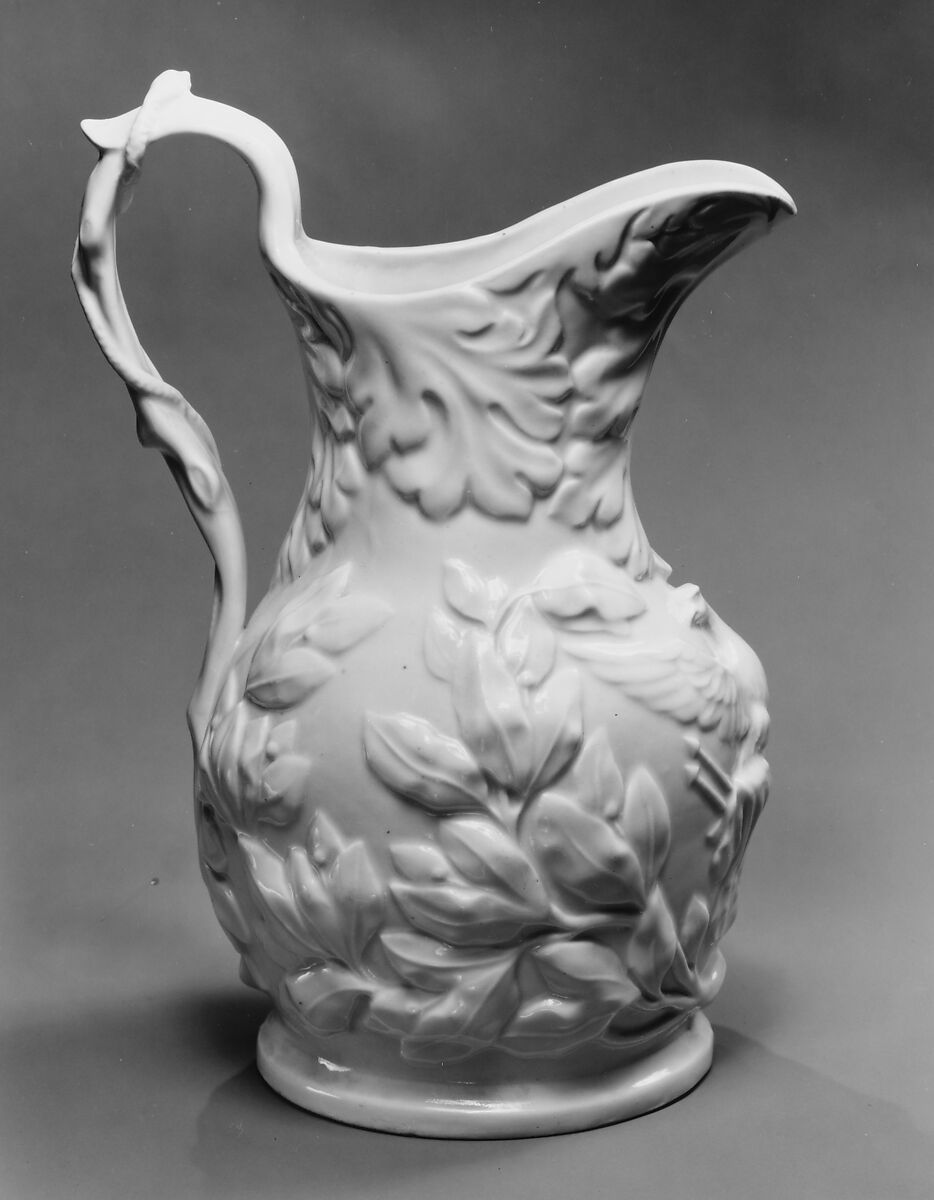 Pitcher, Attributed to American Porcelain Manufacturing Company (1854–1857), Porcelain, American
