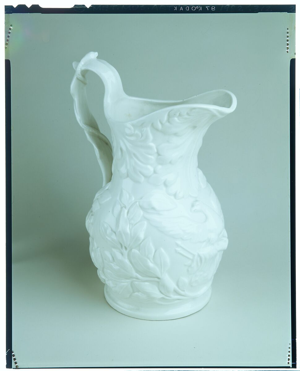 Pitcher, Attributed to American Porcelain Manufacturing Company (1854–1857), Porcelain, American
