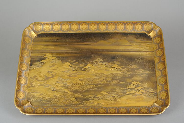 Tray with Design of Pines Along the Shore