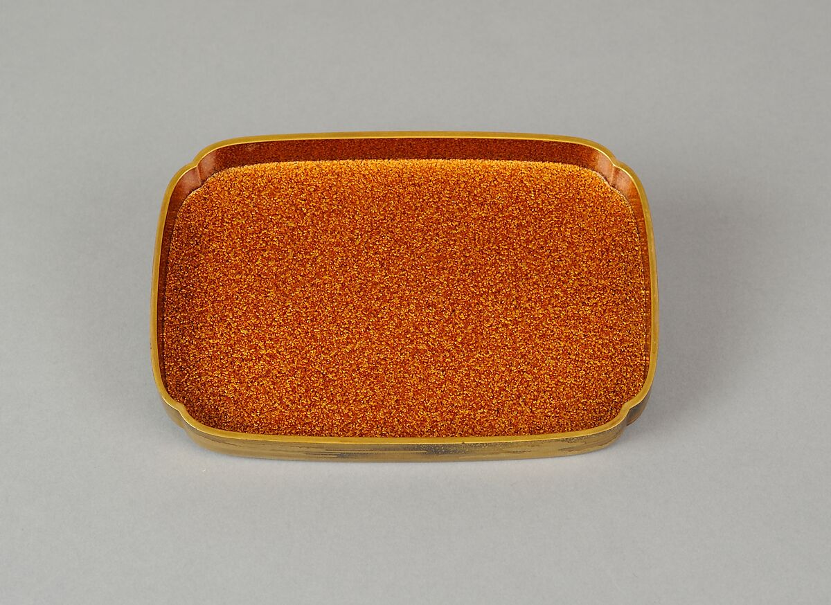 Box with Design of Pines Along the Shore, Gold maki-e on black lacquer, Japan