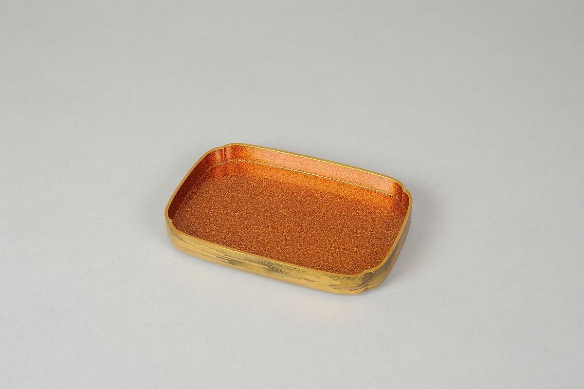 Box with Design of Pines Along the Shore, Gold maki-e on black lacquer, Japan