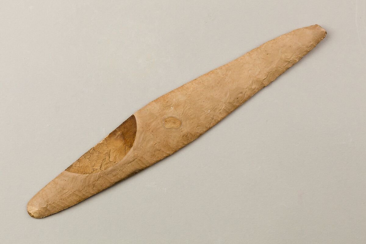 Rhomboid-Shaped Bifacial Knife, Flint