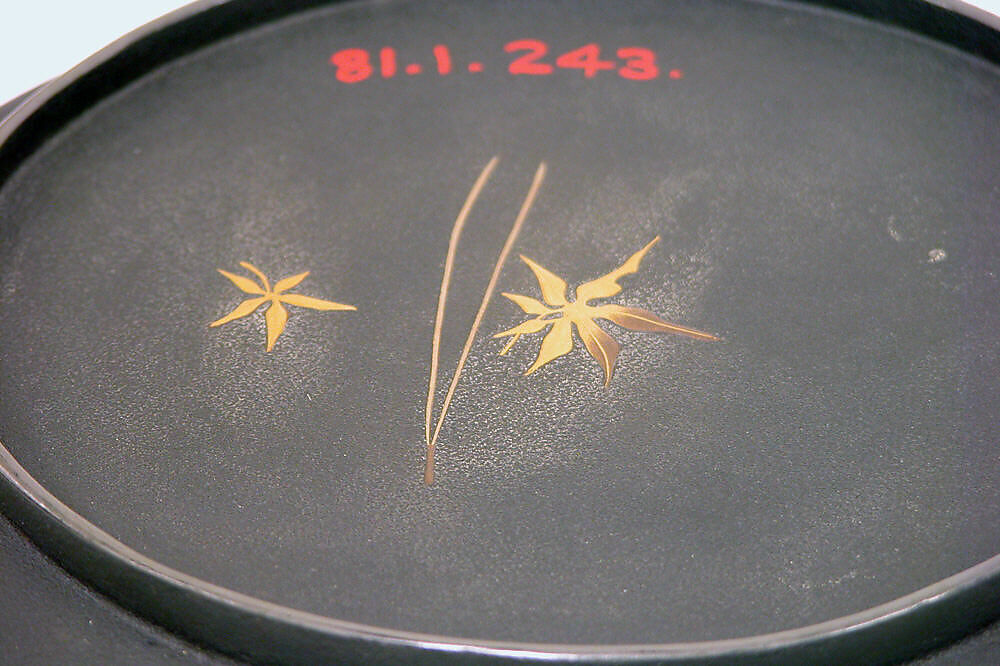 Cake Tray, Lacquer with black ground, hiramakie design in gold and silver, Japan