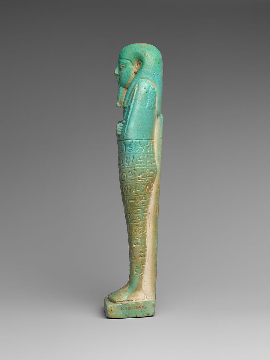 Shabti of the Commander of the Royal Fleet Tjanenhebu, Faience
