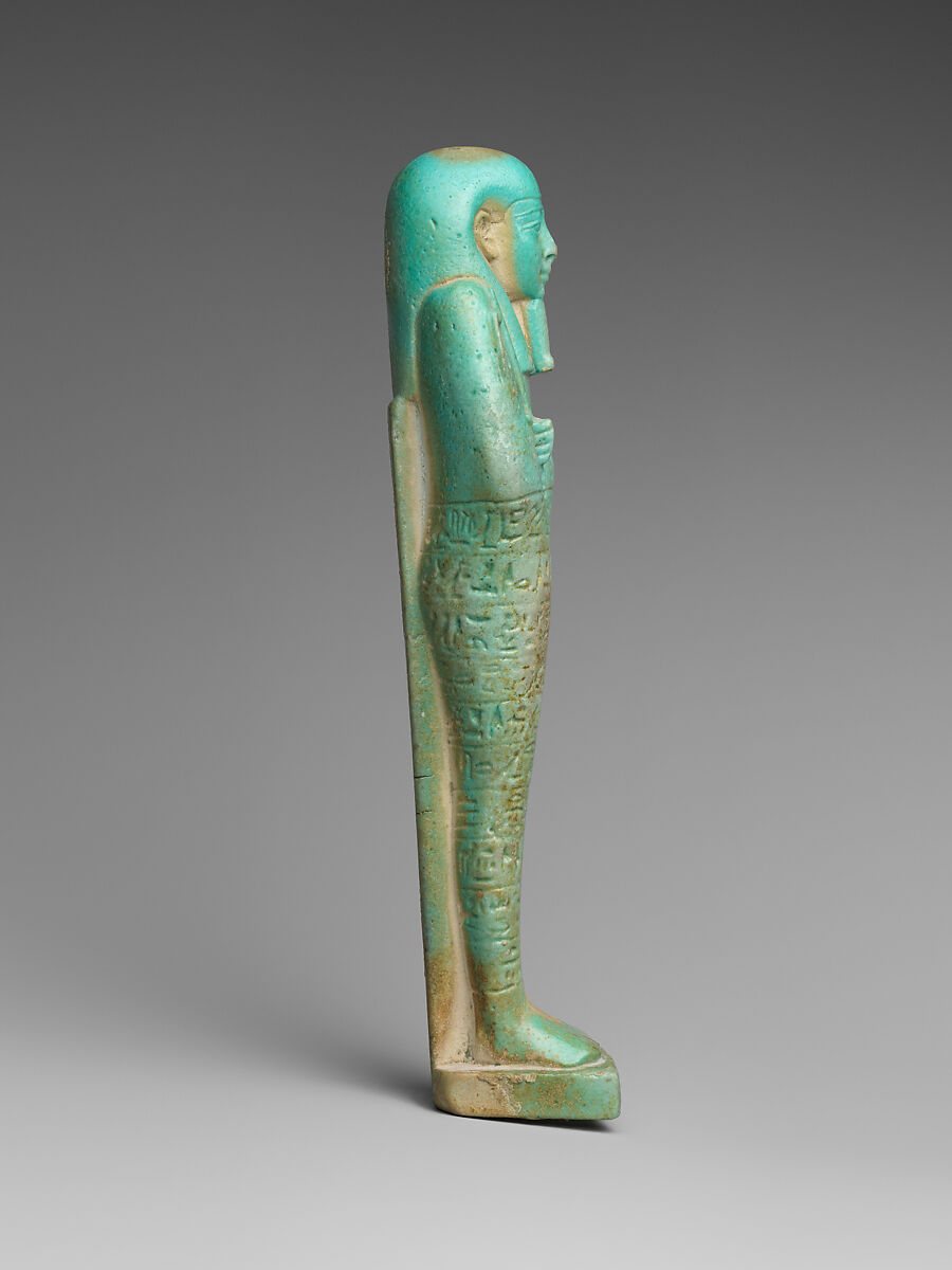 Shabti of the Commander of the Royal Fleet Tjanenhebu, Faience