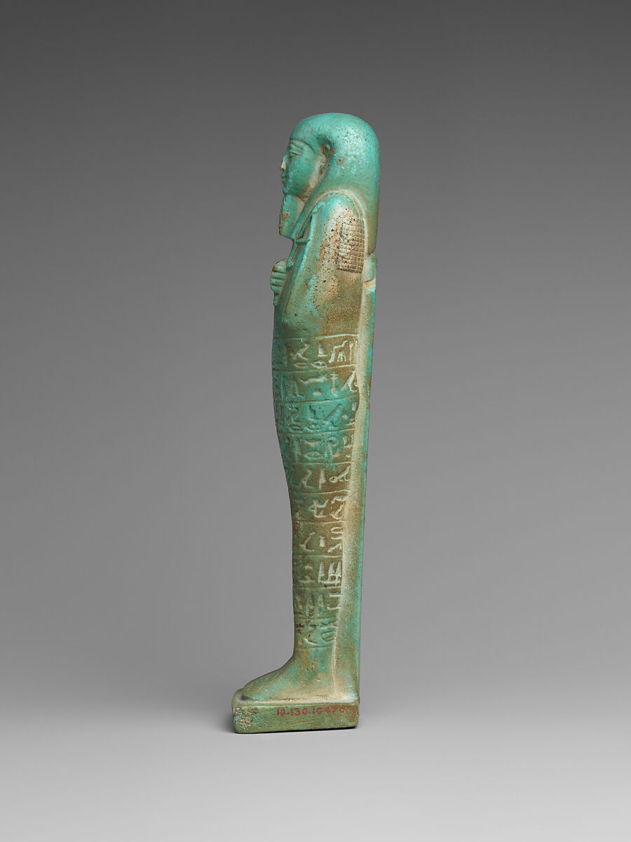 Shabti of the Commander of the Royal Fleet Tjanenhebu, Faience