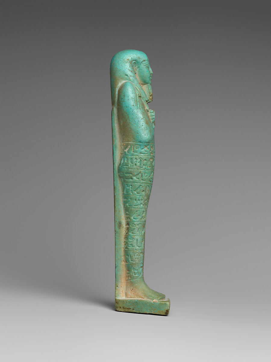 Shabti of the Commander of the Royal Fleet Tjanenhebu, Faience