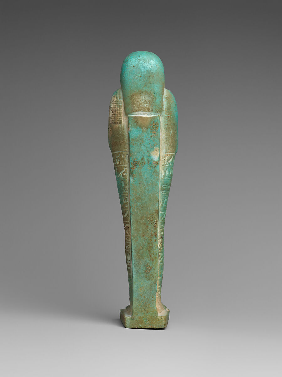 Shabti of the Commander of the Royal Fleet Tjanenhebu, Faience