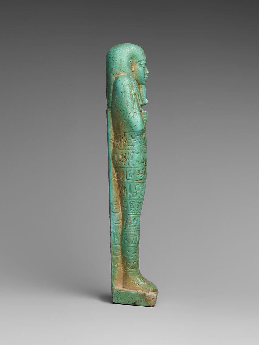 Shabti of the Commander of the Royal Fleet Tjanenhebu, Faience