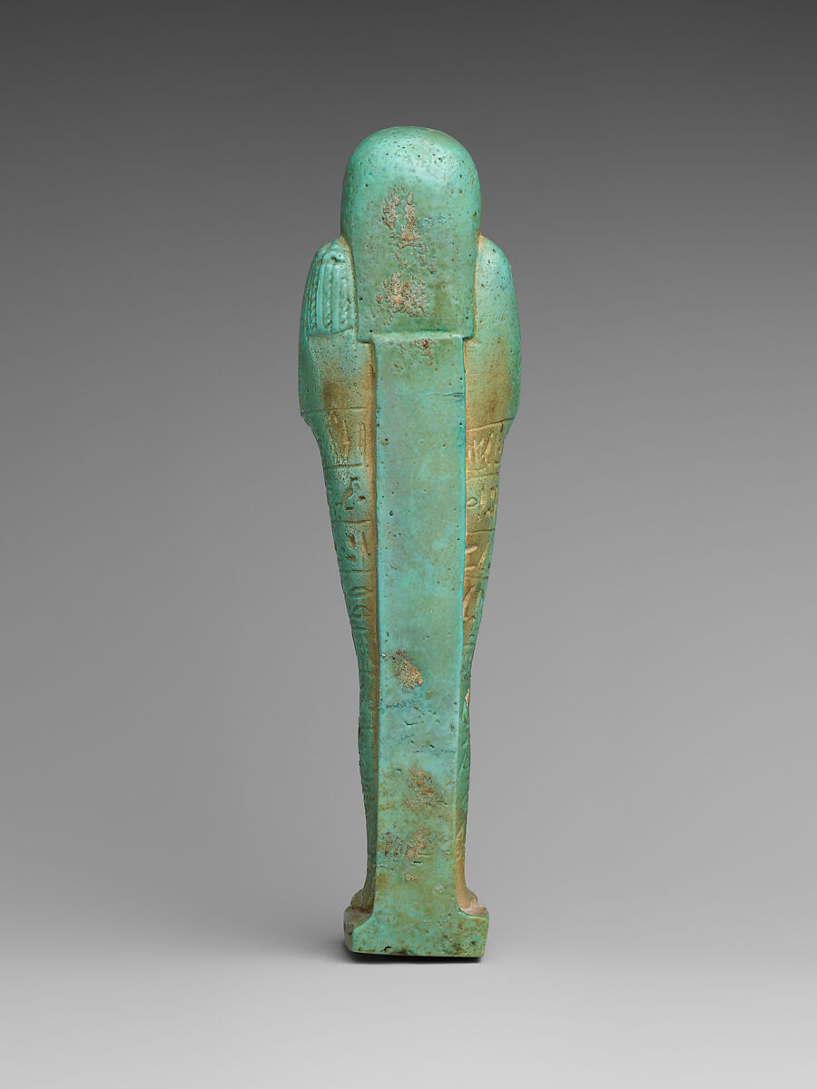 Shabti of the Commander of the Royal Fleet Tjanenhebu, Faience