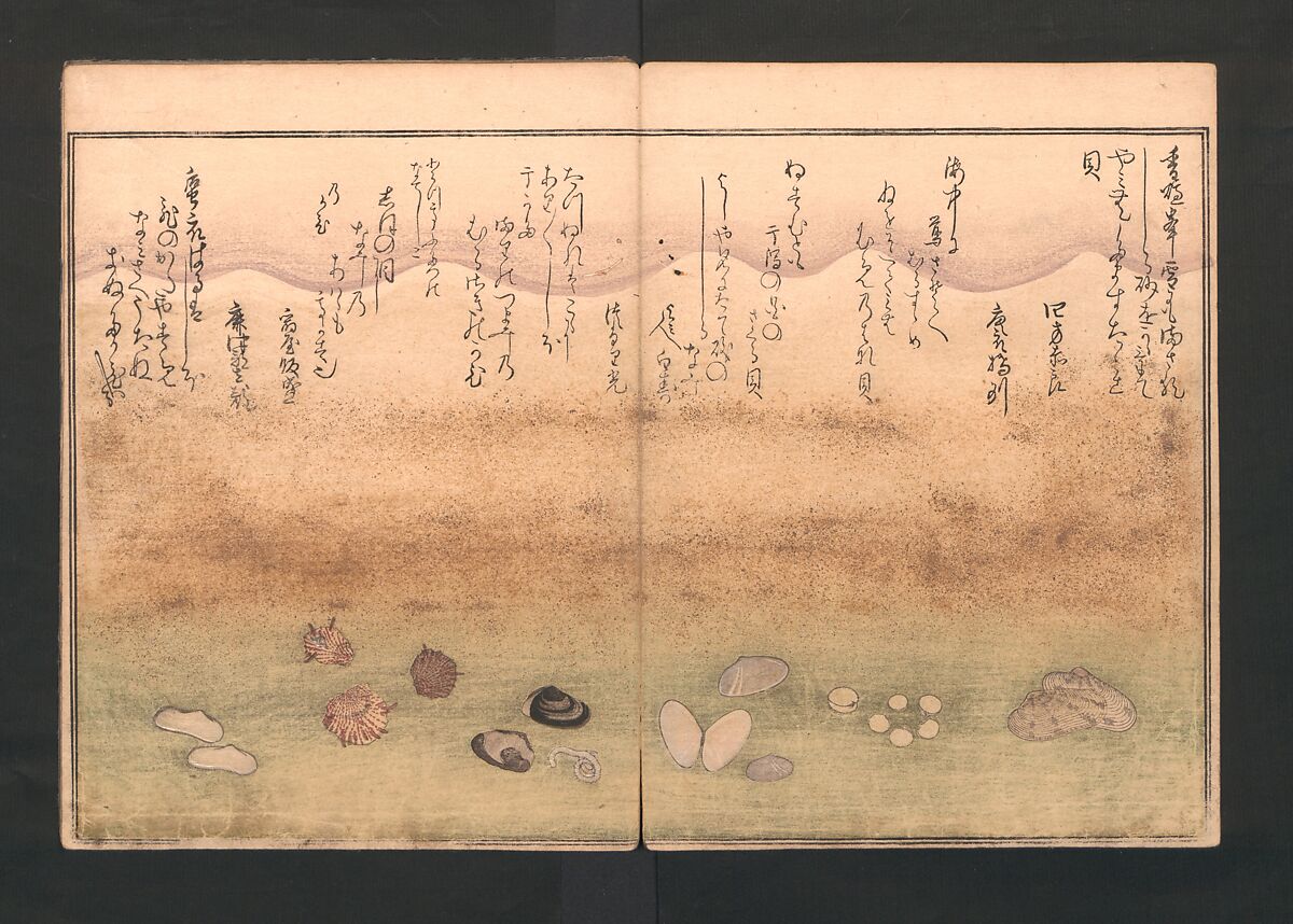 Gifts from the Ebb-Tide (The Shell Book) (Shiohi no tsuto)  潮干のつと, Kitagawa Utamaro 喜多川歌麿 (Japanese, ca. 1754–1806), Polychrome woodblock printed book; ink and color on paper, Japan
