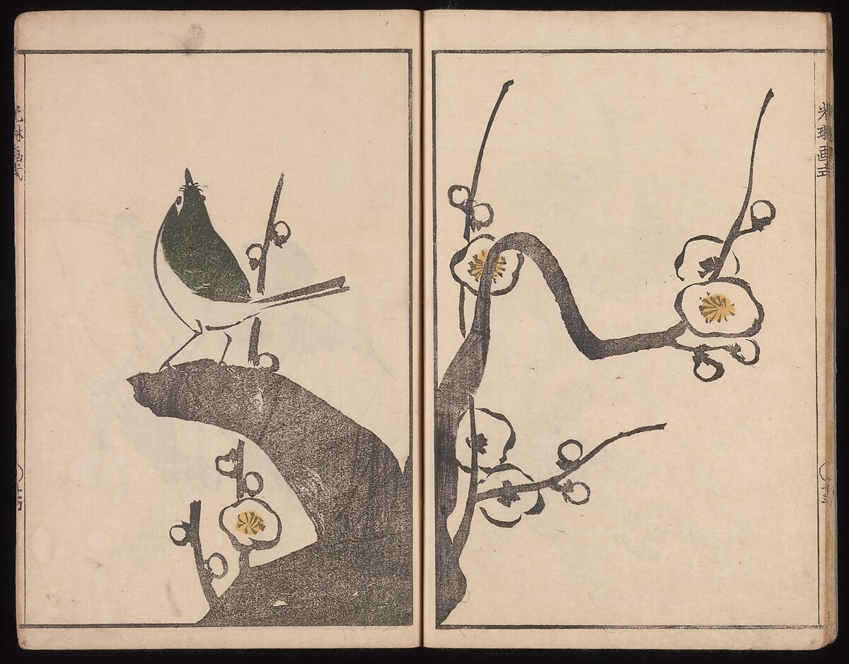 Kōrin's Painting Style (Kōrin gashiki), Aikawa Minwa (Japanese, active 1806–1821), Set of two Woodblock printed books; ink and color on paper, Japan