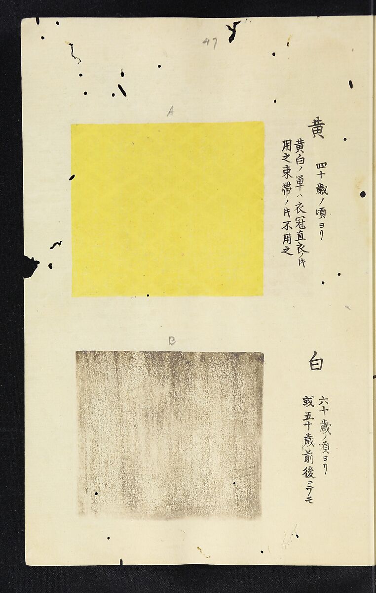 Patterns of Brocades Worn at Court (Shōzoku shokumon zue) 装束織文図会, Matsuoka Shiben, Ink and color on paper, Japan