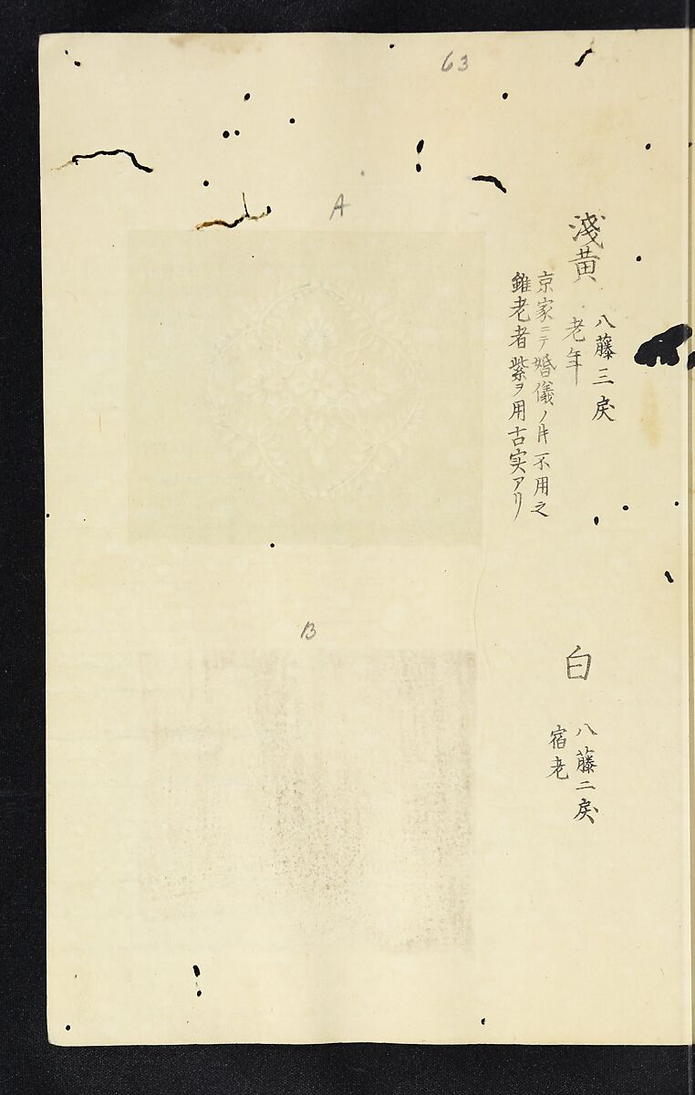 Patterns of Brocades Worn at Court (Shōzoku shokumon zue) 装束織文図会, Matsuoka Shiben, Ink and color on paper, Japan
