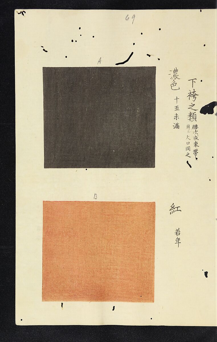 Patterns of Brocades Worn at Court (Shōzoku shokumon zue) 装束織文図会, Matsuoka Shiben, Ink and color on paper, Japan